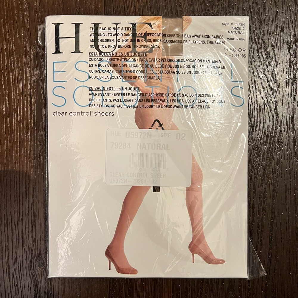 Hue Essentials Clear Control Sheers Size 2